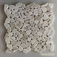 WOODEN WHITE PEBBLE  STONE  MOSAICS